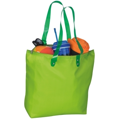 Beach bag with transparent handles