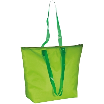 Beach bag with transparent handles